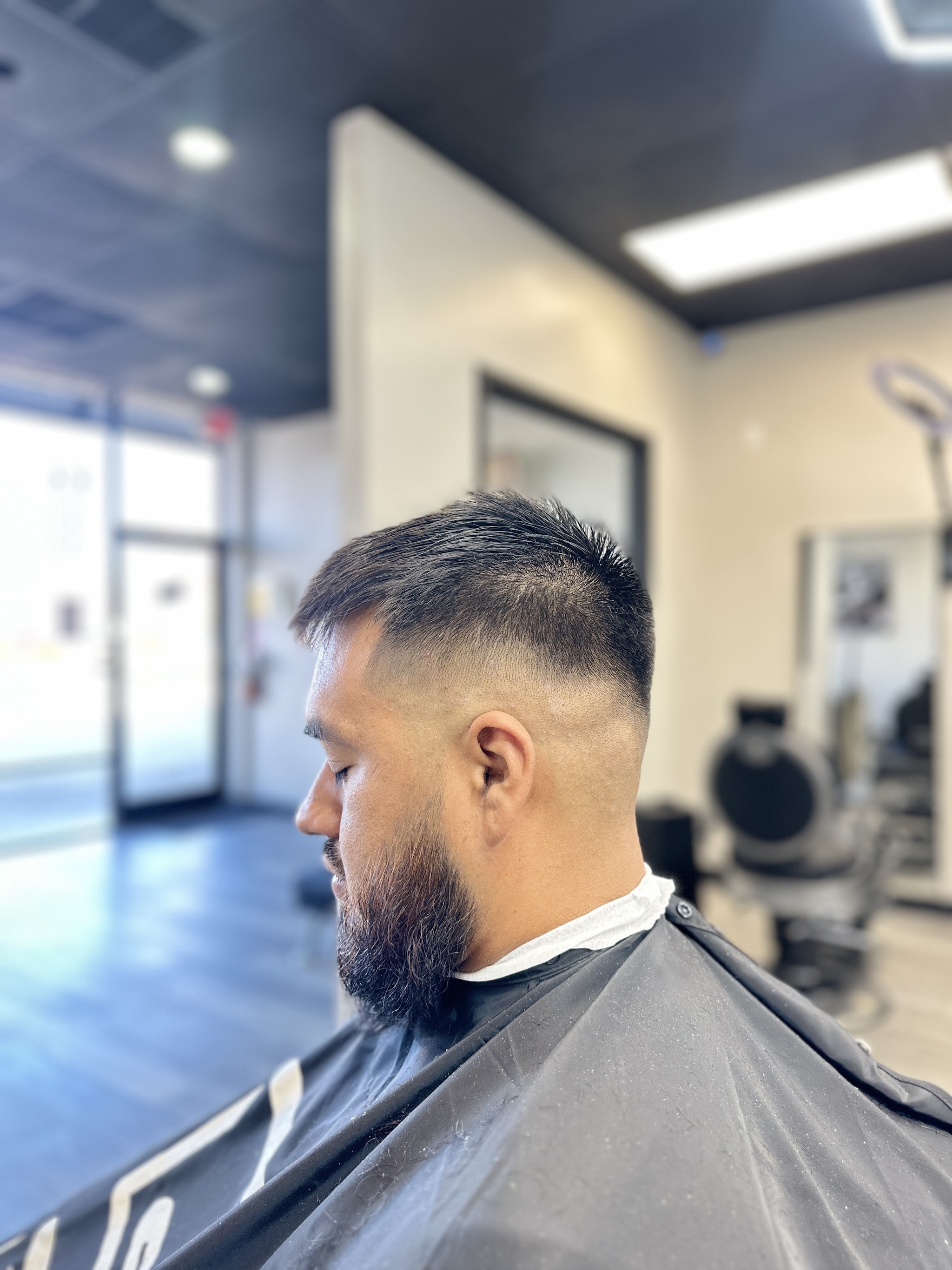 Fade and beard shaped, seen from the side